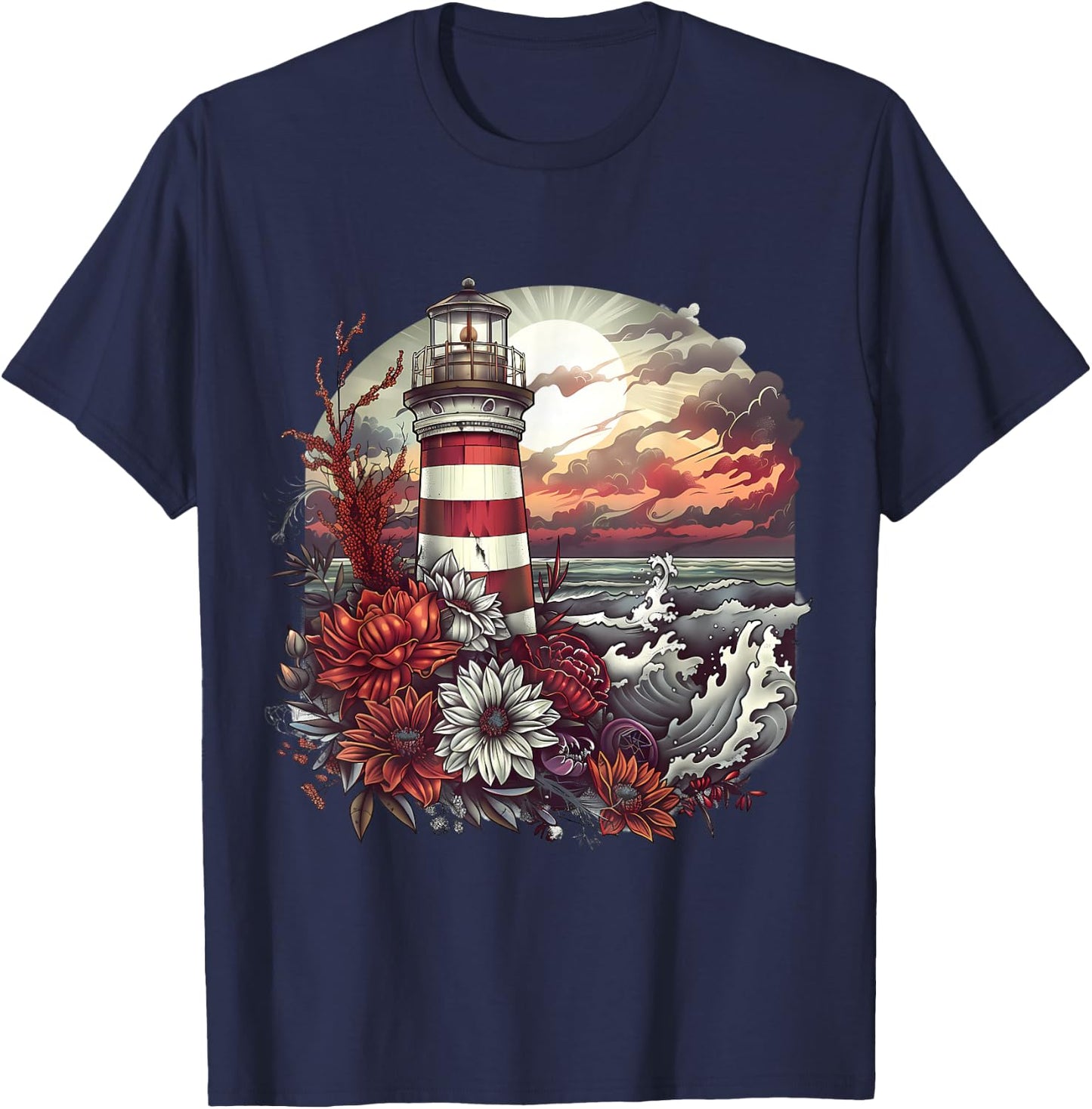 Lighthouse Seaside House Sailing Sea Boating Light House T-Shirt - T-Shirt | Navy