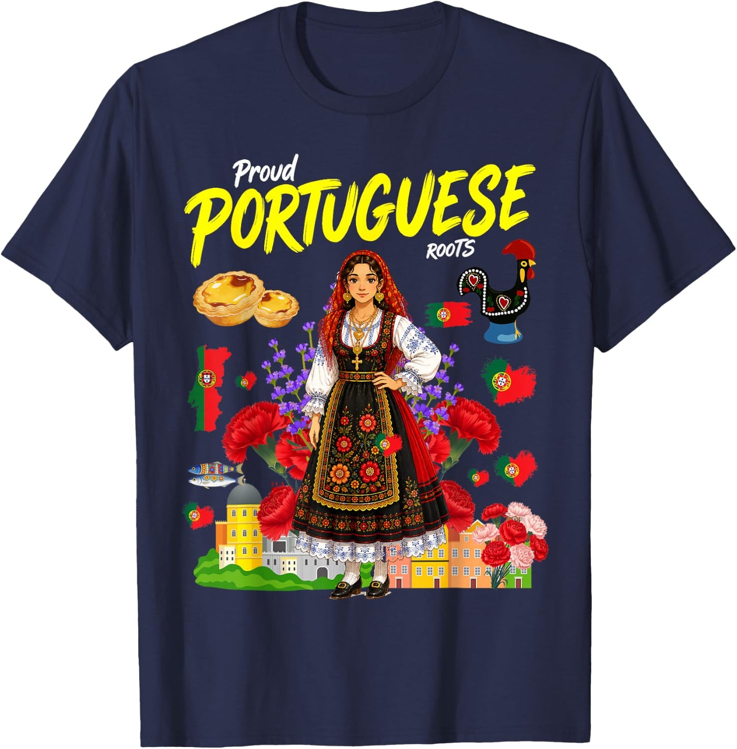 Portuguese Roots Idea for Girls Portuguesa Portugal Flag T-Shirt - T-Shirt | Navy