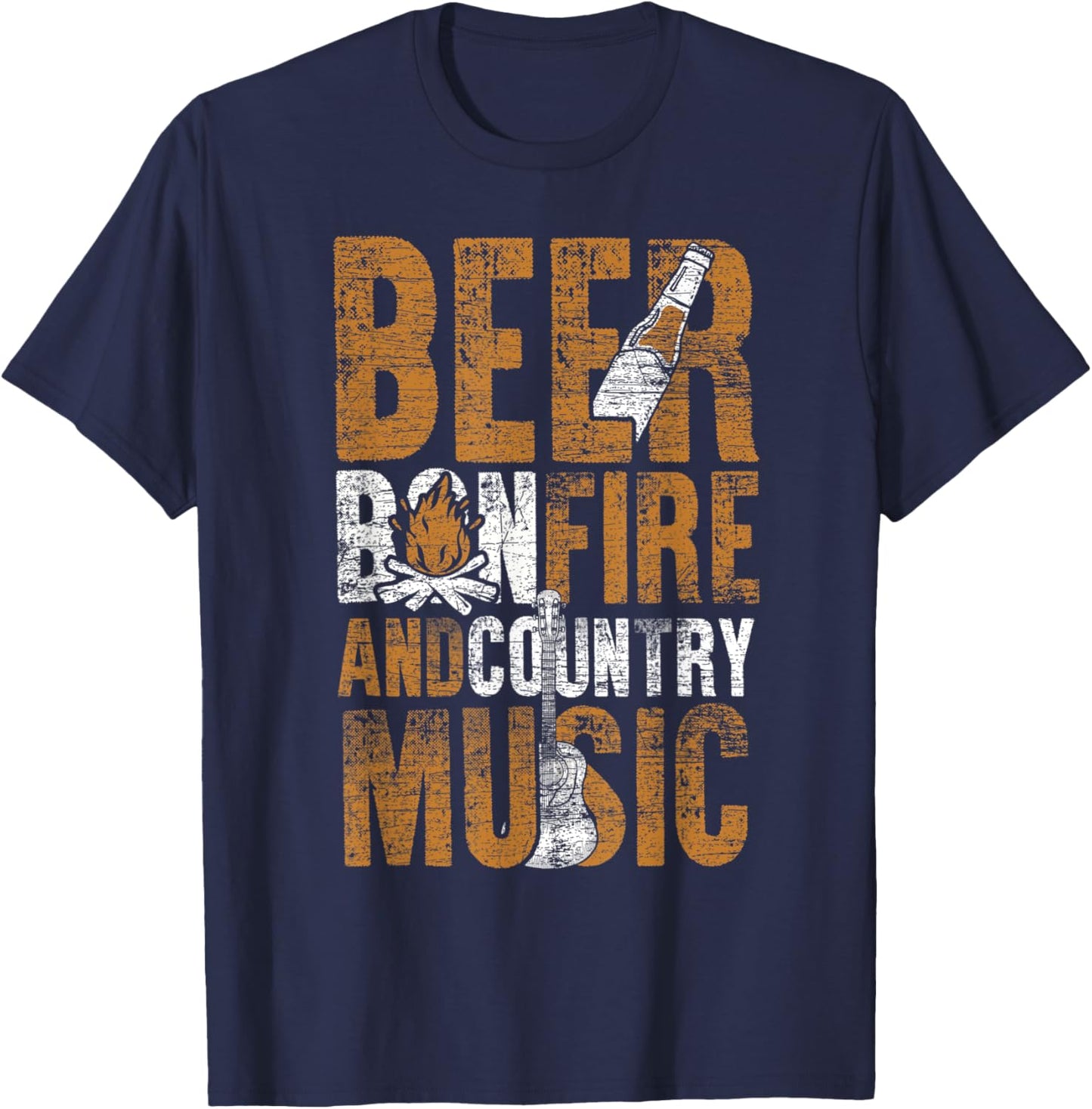 Cowboy Gift Beer Bonfire And Country Music Line Dance T-Shirt - T-Shirt | Navy