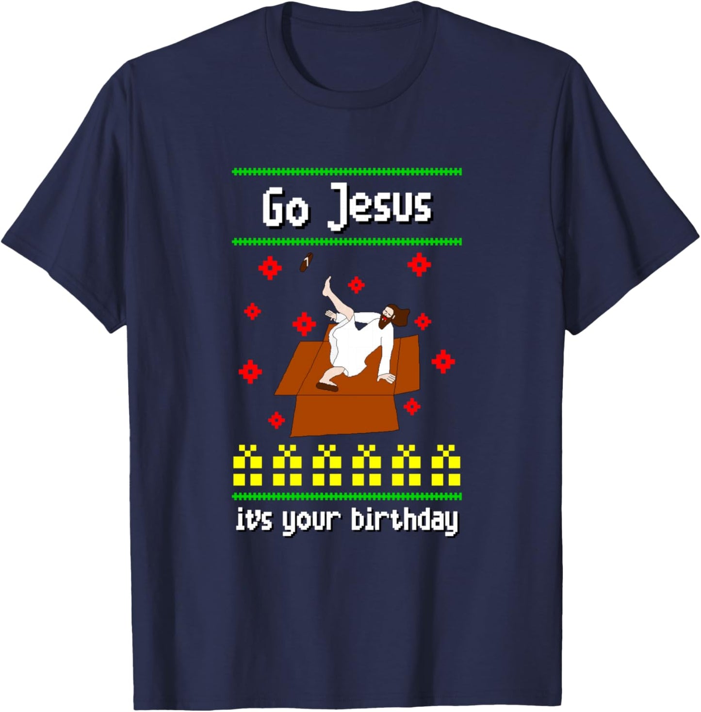Go Jesus It´s your Birthday Ugly Christmas Breakdance T-Shirt - T-Shirt | Navy