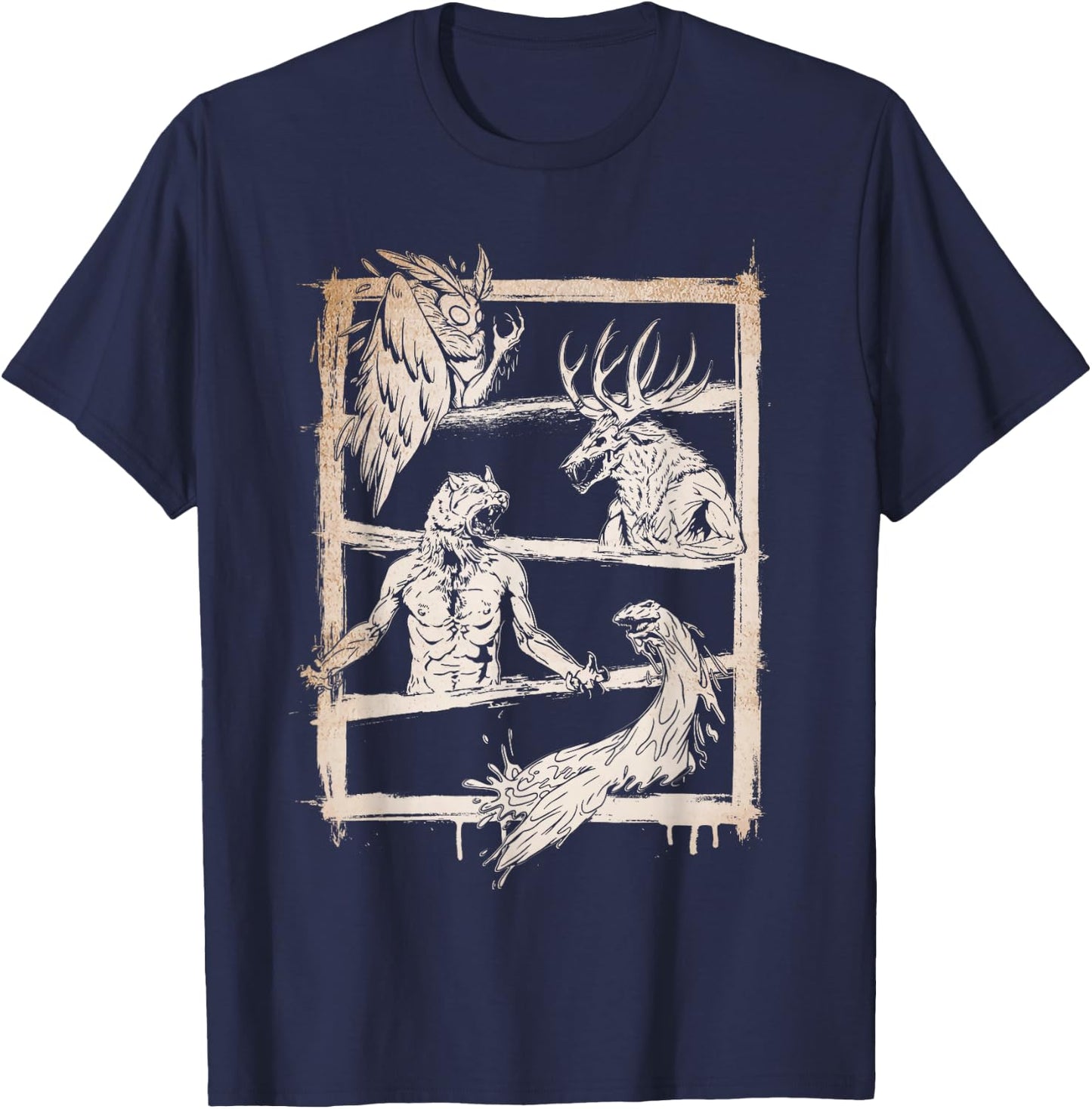 Cryptid Legends - Mothman, Wendigo, Dogman, Lake Monster T-Shirt - T-Shirt | Navy