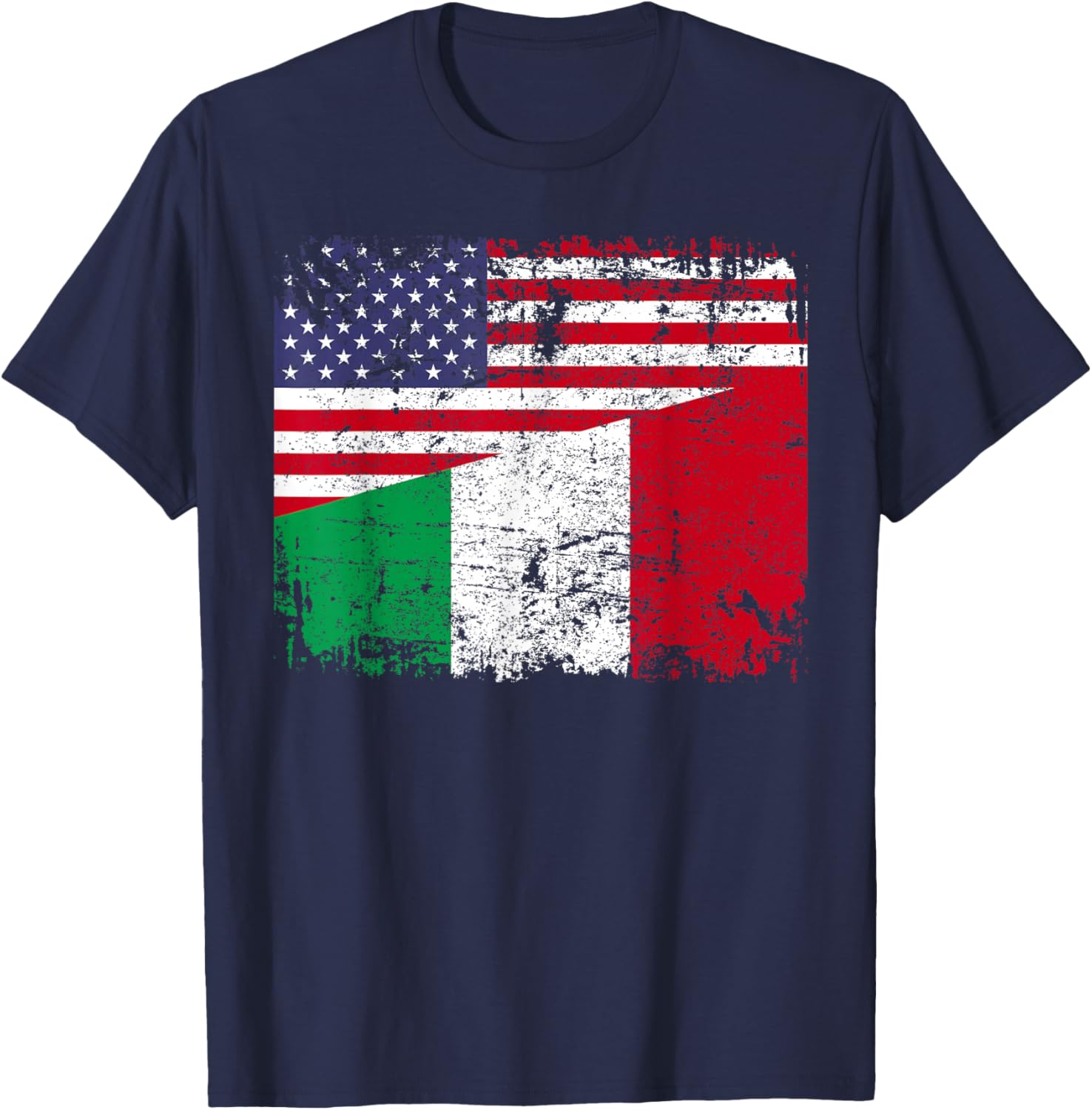 Italian Roots | Half American Flag | USA Italy Flag T-Shirt - T-Shirt | Navy