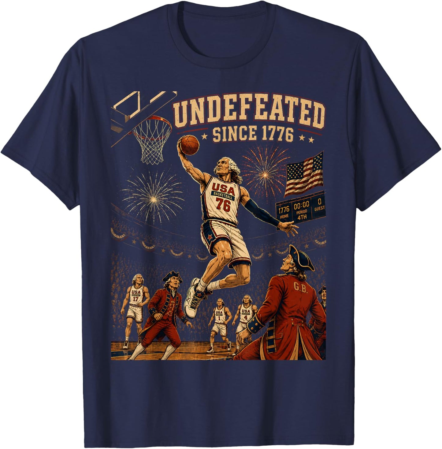 Undefeated Since 1776 America 4th of July Men Women Apparel T-Shirt - T-Shirt | Navy