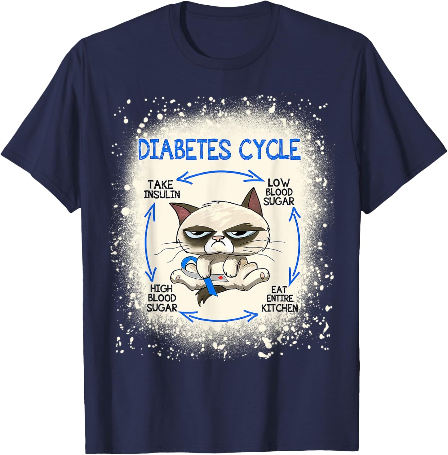 Diabetes Cycle Diabetes Awareness Funny Cat T-Shirt - T-Shirt | Navy