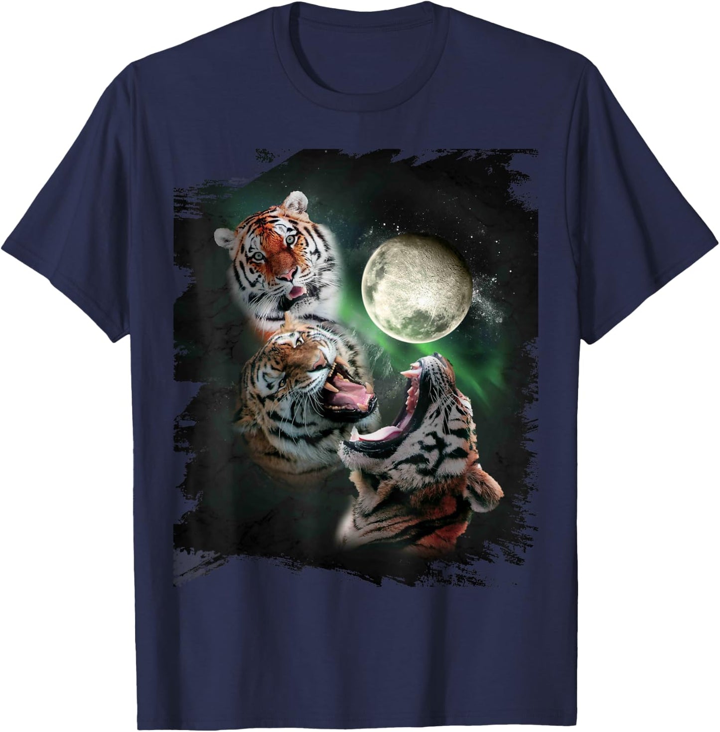 3 Tiger Moon, Wolf Tiger, Wolves Howl T-Shirt - T-Shirt | Navy