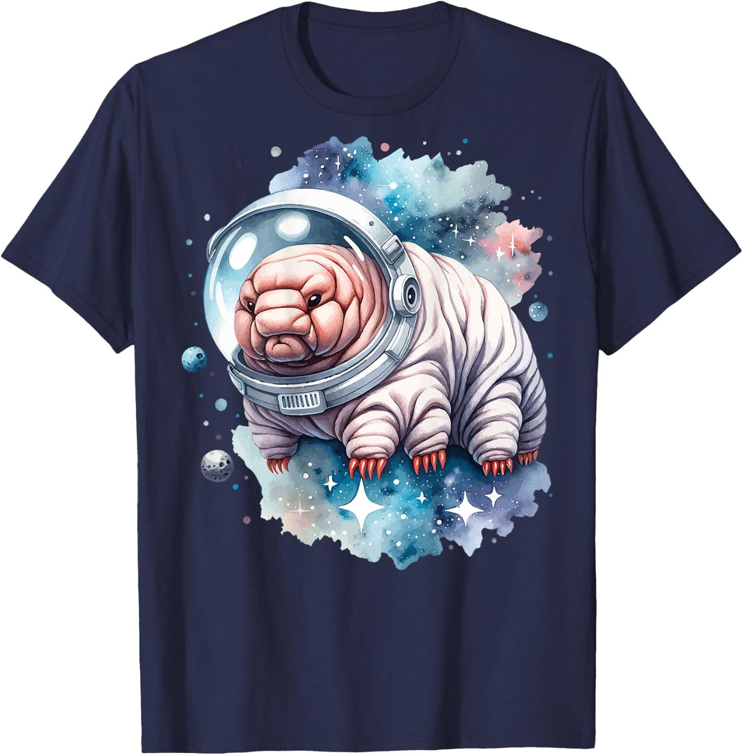 Tardigrade in an astronaut suit floating in space T-Shirt - T-Shirt | Navy