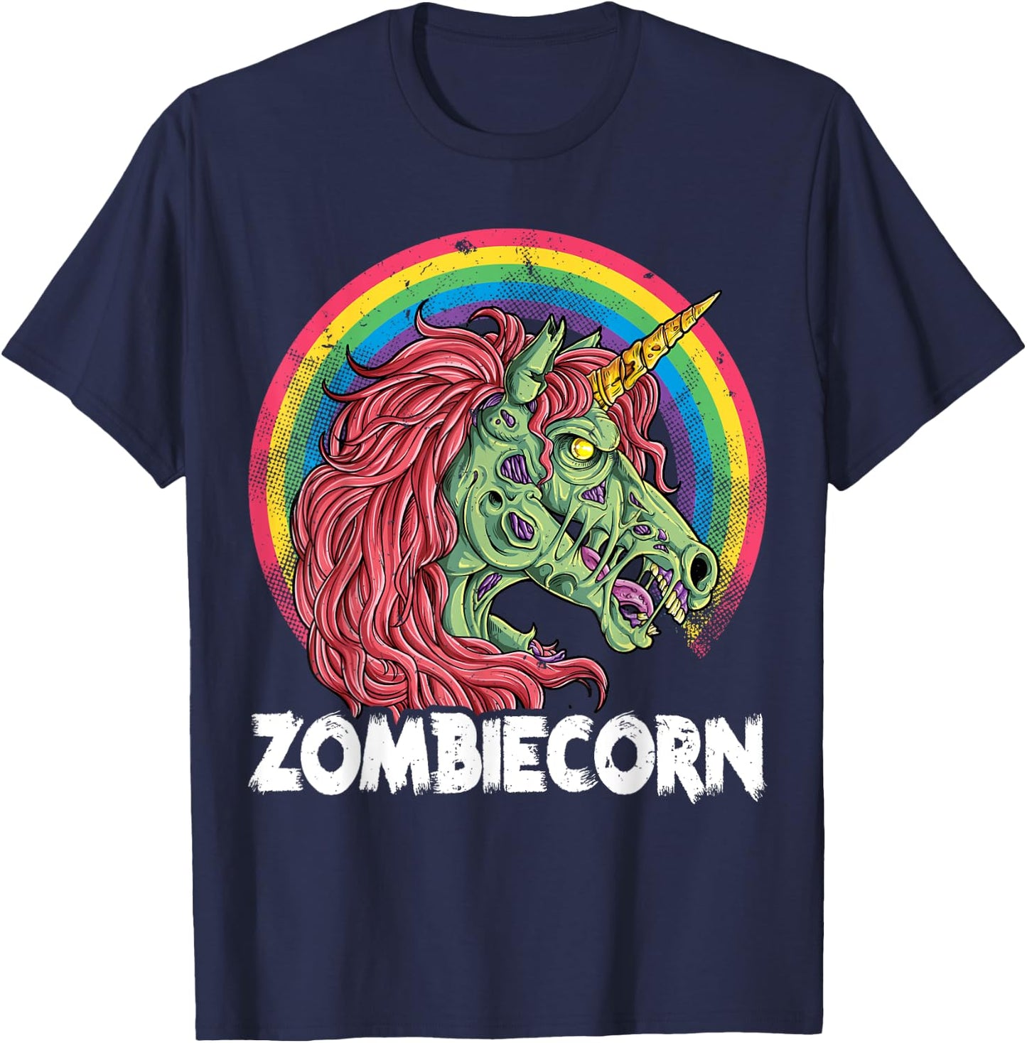 Zombiecorn Zombie Unicorn Halloween Women Girls Rainbow T-Shirt - T-Shirt | Navy