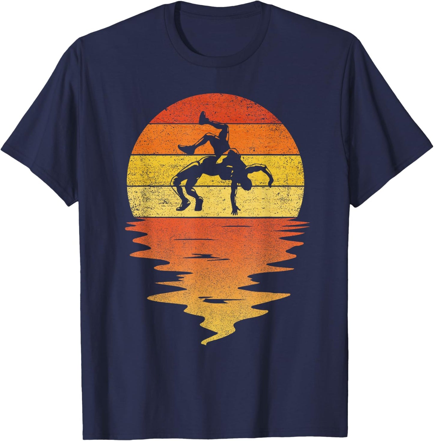 Wrestling Shirt Retro Sunset 70s Vintage Wrestling T-Shirt - T-Shirt | Navy