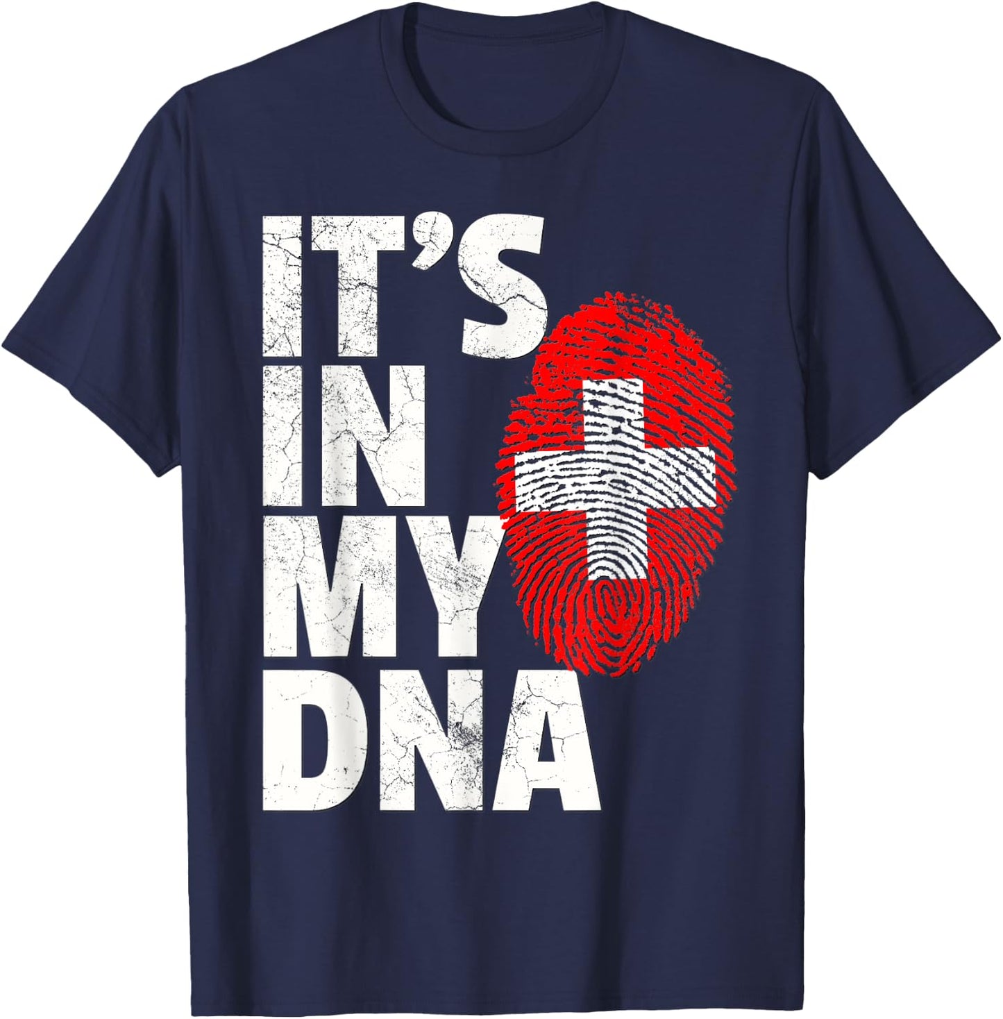 Swiss Switzerland Flag IT'S IN MY DNA Christmas Gift Country T-Shirt - T-Shirt | Navy
