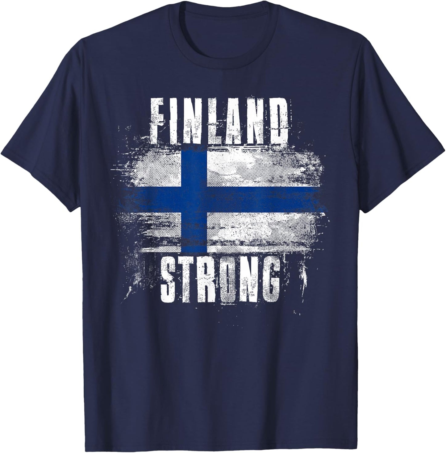 Finland Strong Distressed Flag - Finnish Pride T-Shirt - T-Shirt | Navy