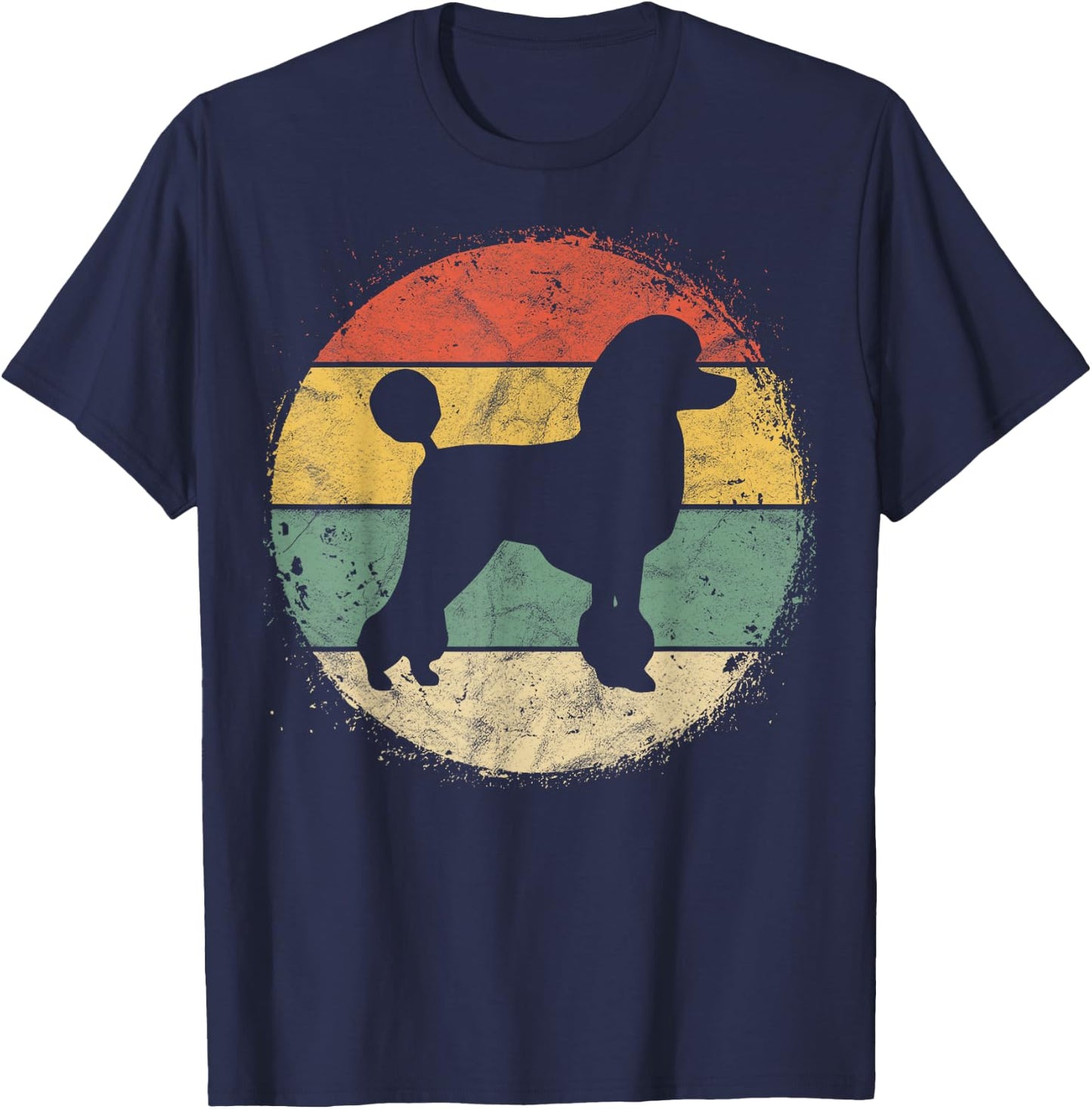 Circular Retro Poodle Owner Gift Poodle Dad Mom T-Shirt - T-Shirt | Navy