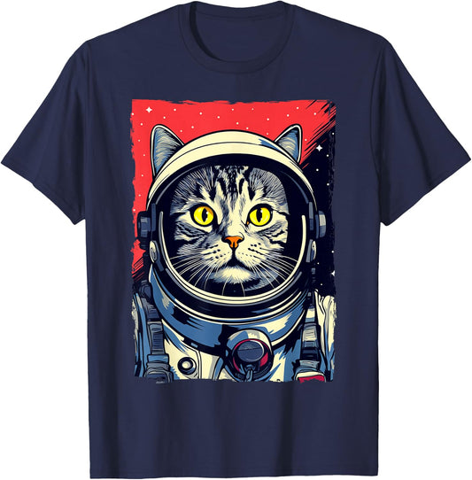 Astronaut Cat Shirt Kids Space Cat Astronaut Cat Mom Cat Dad T-Shirt - T-Shirt | Navy