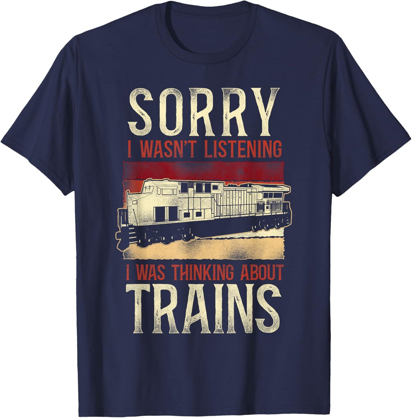 Freight Diesel Train Driver Trainspotting Locomotive Vintage T-Shirt - T-Shirt | Navy