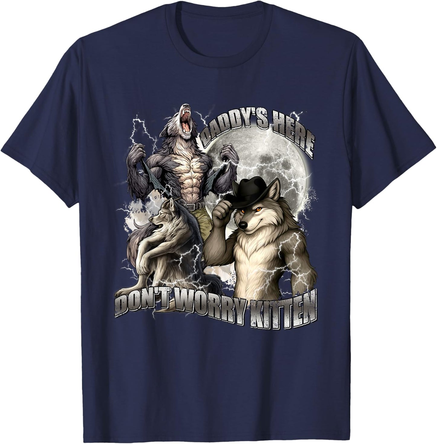 Don't Worry Kitten Daddy's Here T-Shirt - T-Shirt | Navy