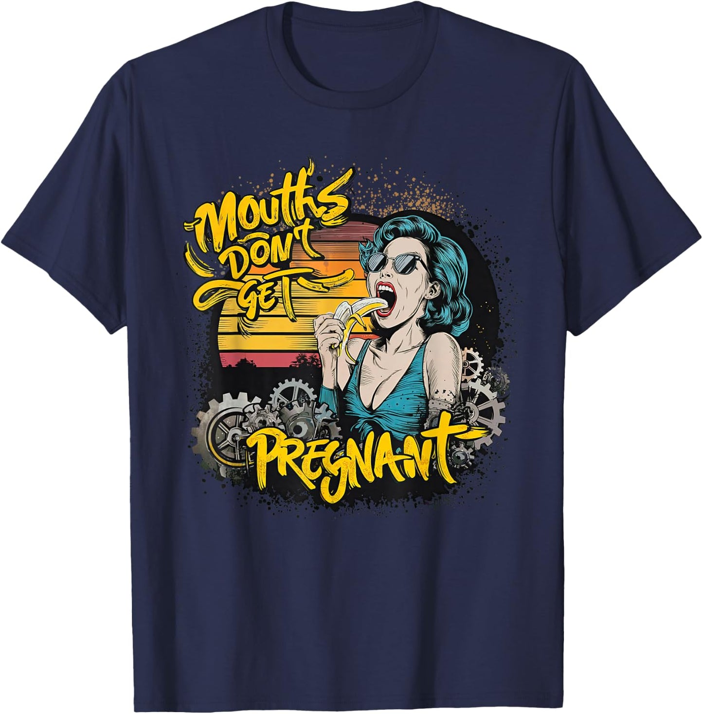 Münder Werden Nicht Schwanger Comic Woman Retro T-Shirt - T-Shirt | Navy