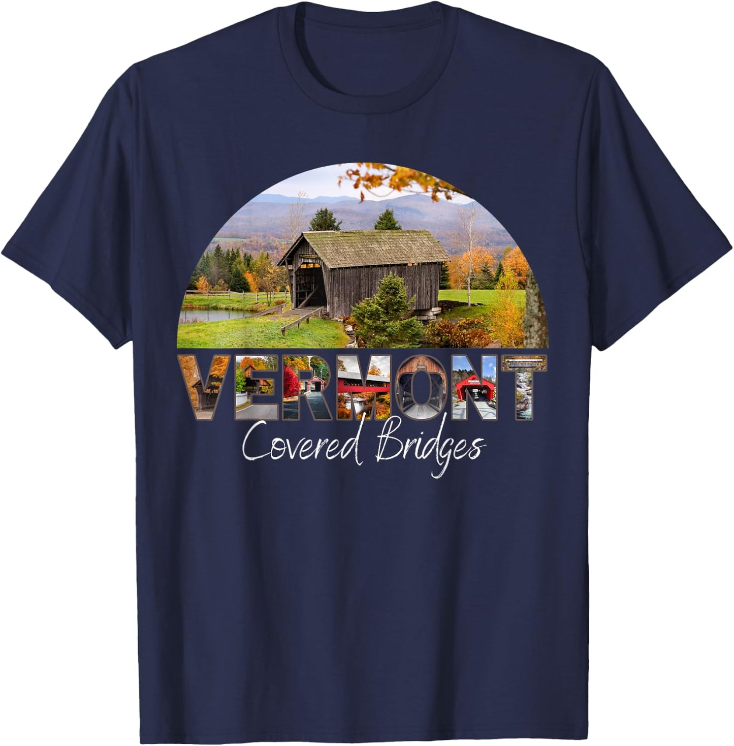 Vermont Covered Bridges T-Shirt - T-Shirt | Navy