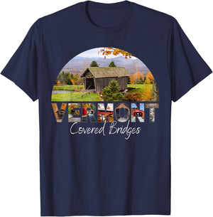Vermont Covered Bridges T-Shirt - T-Shirt | Navy