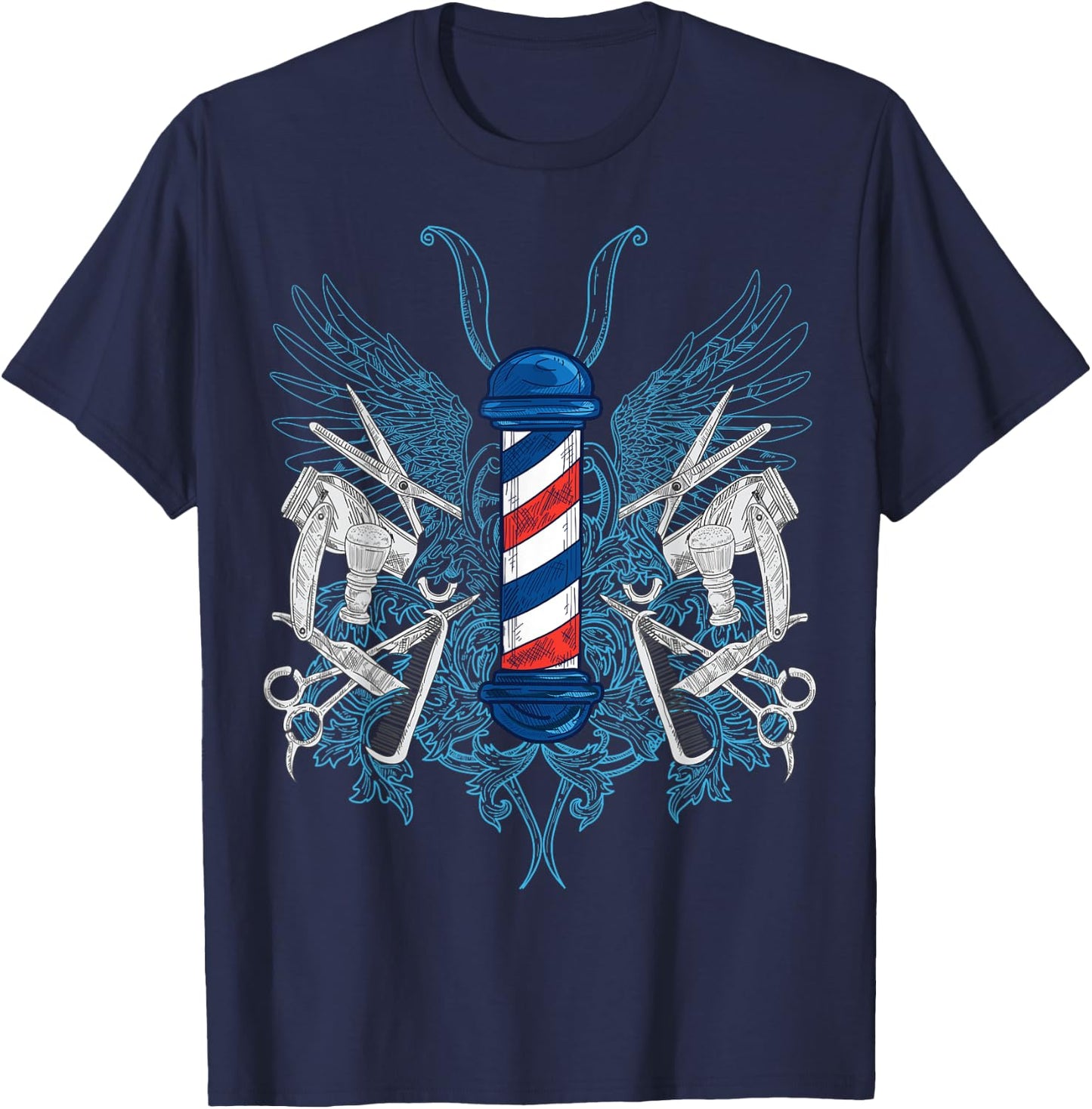 Funny Barber Design Men Dad Barbershop Hairdresser Stylist T-Shirt - T-Shirt | Navy