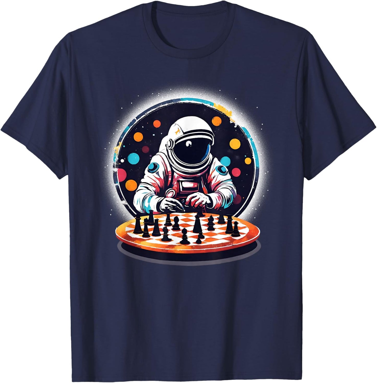 Astronaut Playing Chess in Space Boys Girls T-Shirt - T-Shirt | Navy