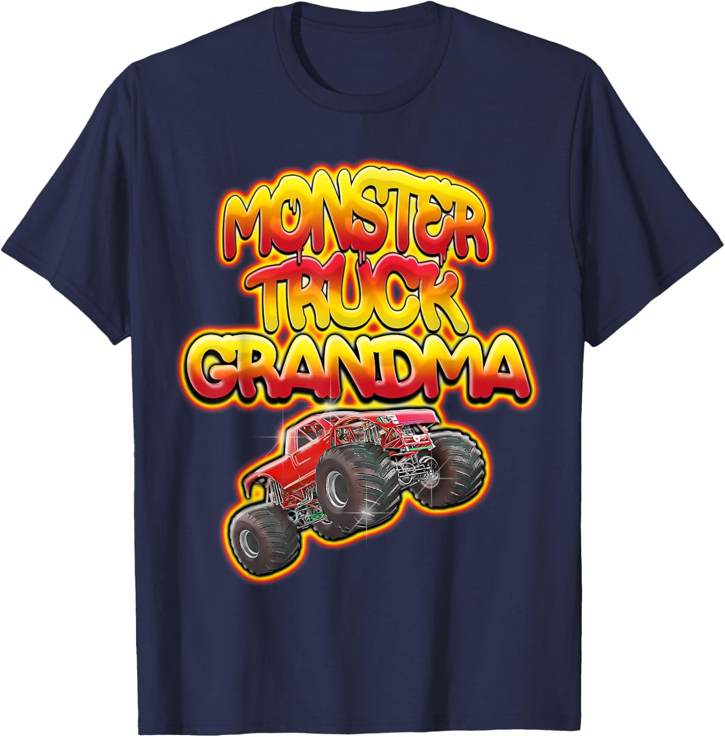 Monster Truck Grandma Hot Red Graffiti Style T-Shirt - T-Shirt | Navy