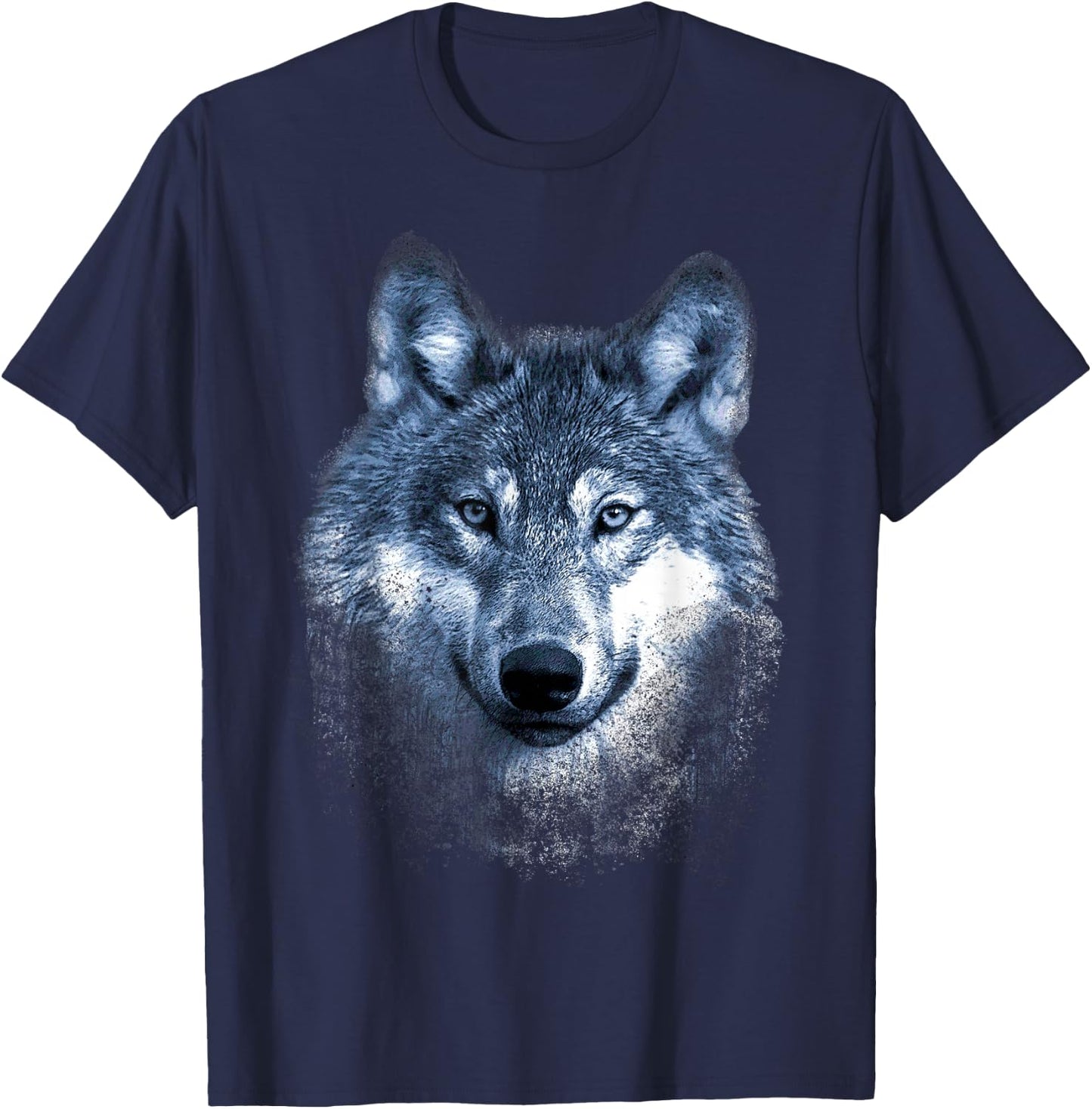 Timber Wolf Face Portrait Distressed Graphic Art Design T-Shirt - T-Shirt | Navy