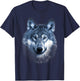 Timber Wolf Face Portrait Distressed Graphic Art Design T-Shirt - T-Shirt | Navy