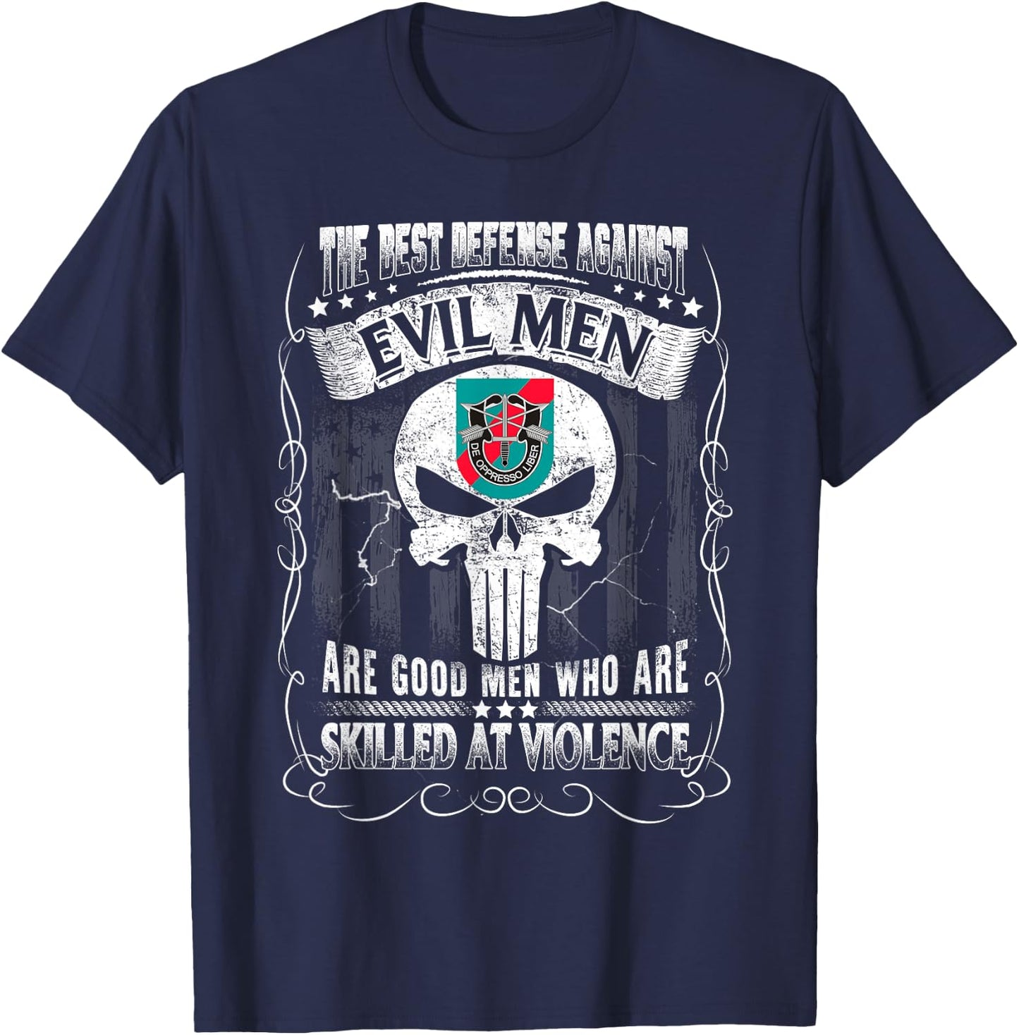 20th Special Forces Group The Best Defense Agaist Evil Men T-Shirt - T-Shirt | Navy