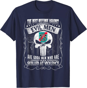 20th Special Forces Group The Best Defense Agaist Evil Men T-Shirt - T-Shirt | Navy