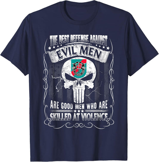 20th Special Forces Group The Best Defense Agaist Evil Men T-Shirt - T-Shirt | Navy