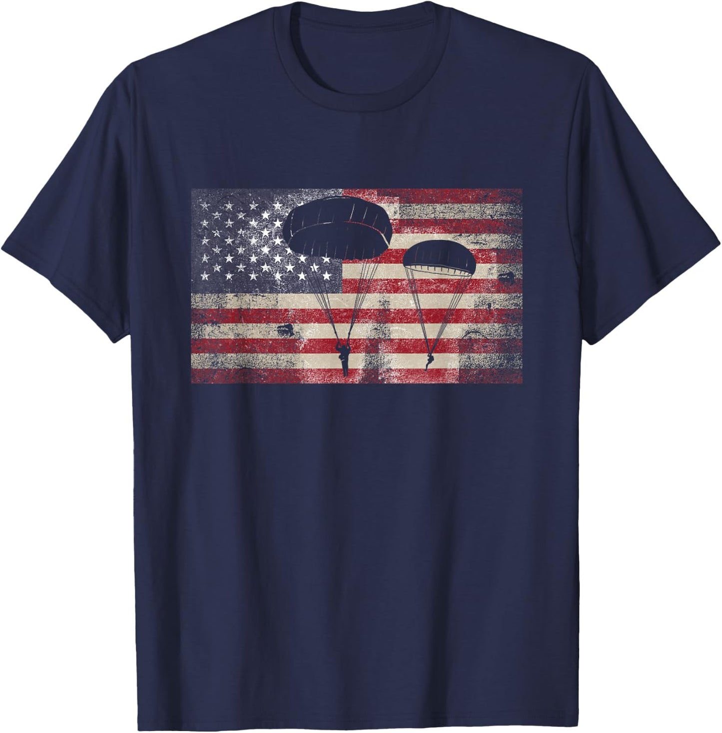 American Flag Paratrooper Airborne Division T-Shirt - T-Shirt | Navy