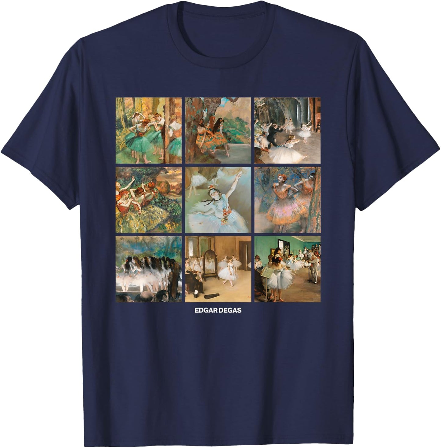 Fine Arts Bottega Edgar Degas Grid - Dancers, Ballerinas - Impressionism T-Shirt - T-Shirt | Navy