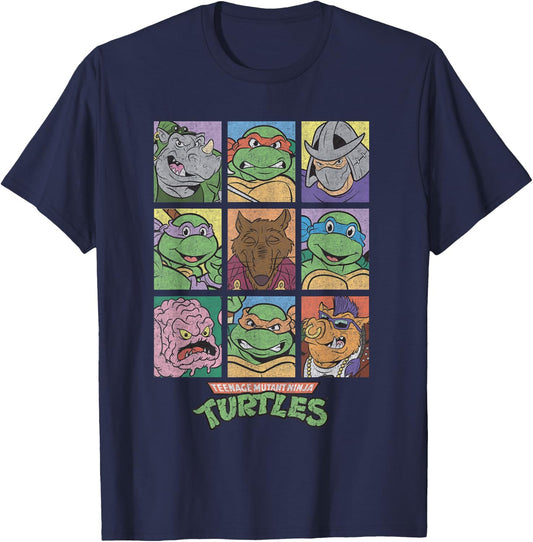 TMNT All Characters Square Design T-Shirt - T-Shirt | Navy