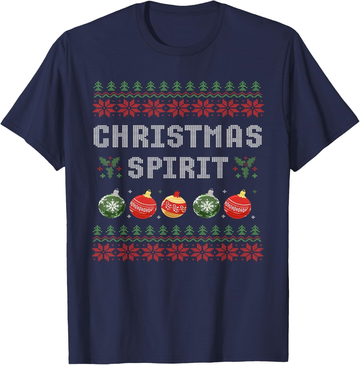 Balls Deep in The Christmas Spirit Couples Matching Ugly T-Shirt - T-Shirt | Navy