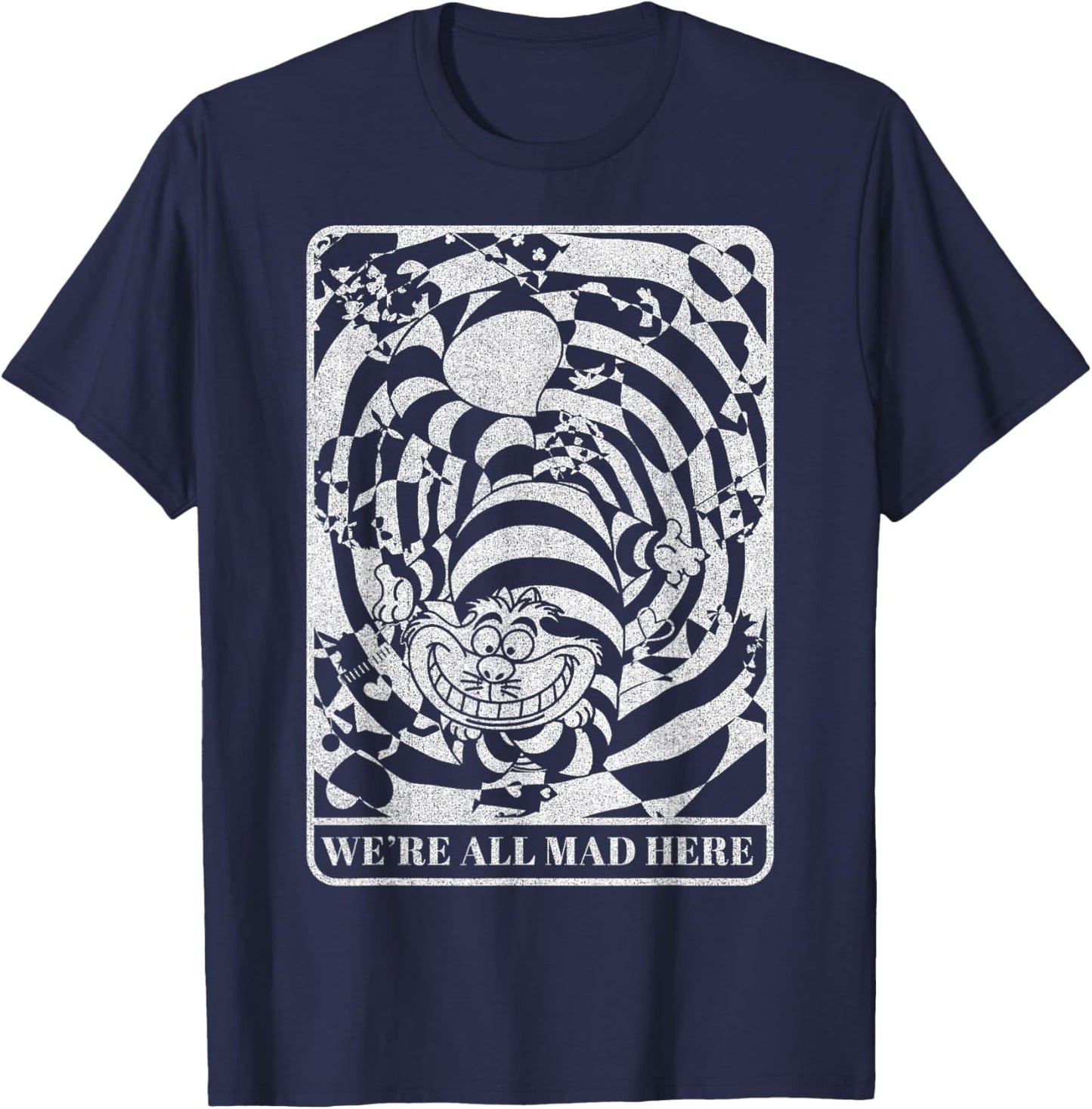 Disney Alice in Wonderland Cheshire Cat We're All Mad Here Small T-Shirt - T-Shirt | Navy