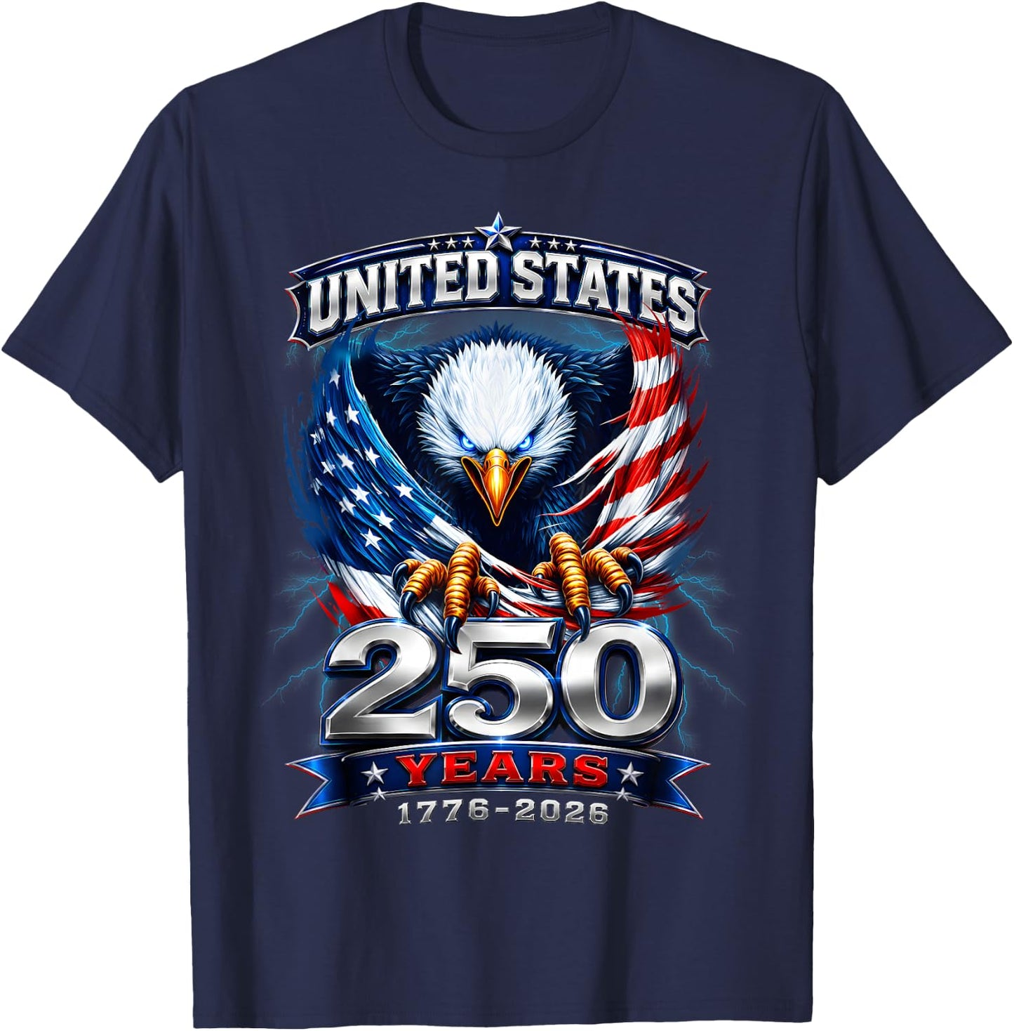 250th Anniversary USA 250 Years America 4th of July Eagle T-Shirt - T-Shirt | Navy