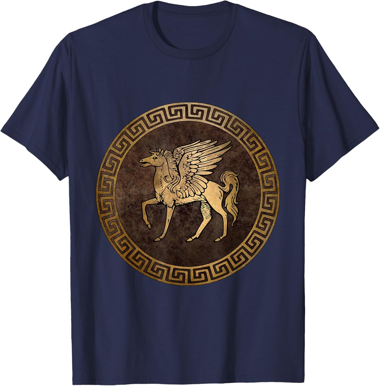 Agema Apparel Pegasus Ancient Greek Mythology - -Adults, Black, Small, Short Sleeve T-Shirt - T-Shirt | Navy