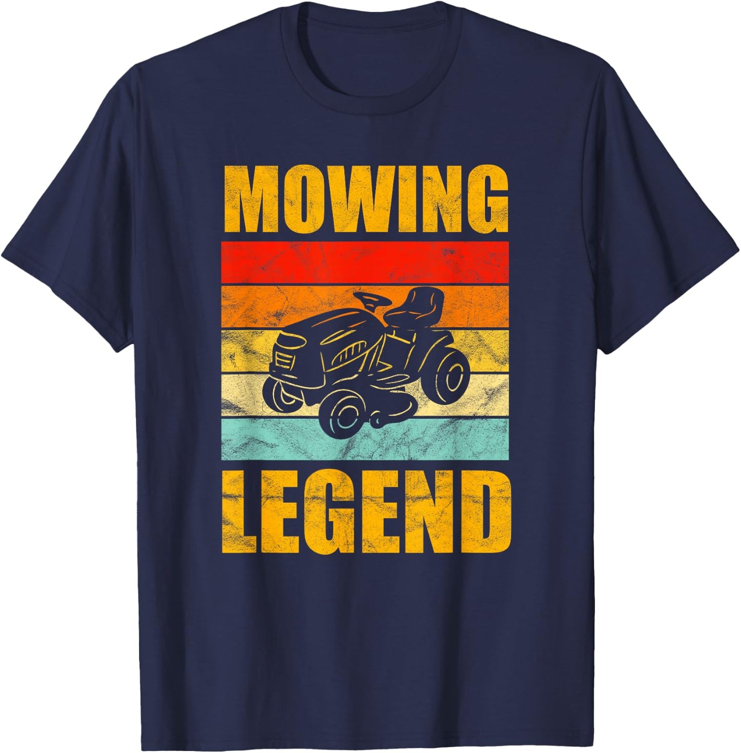 Funny Lawn Mower Mowing Legend Vintage Yard Work Lawn T T-Shirt - T-Shirt | Navy