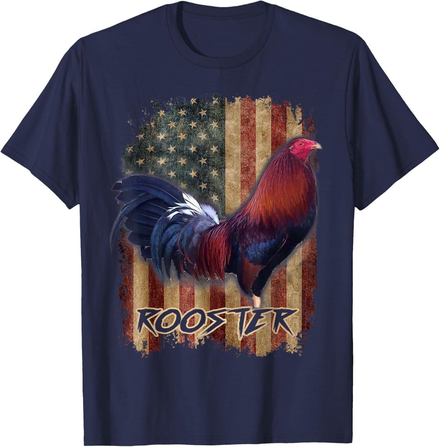 Rooster Shirt Cock Fight US Flag T-Shirt - T-Shirt | Navy