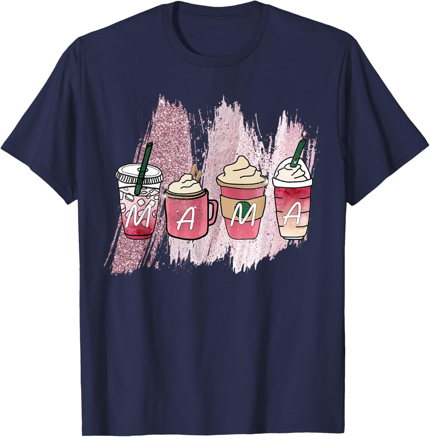 Cute Coffee Mama Love Mama Gift T-Shirt - T-Shirt | Navy