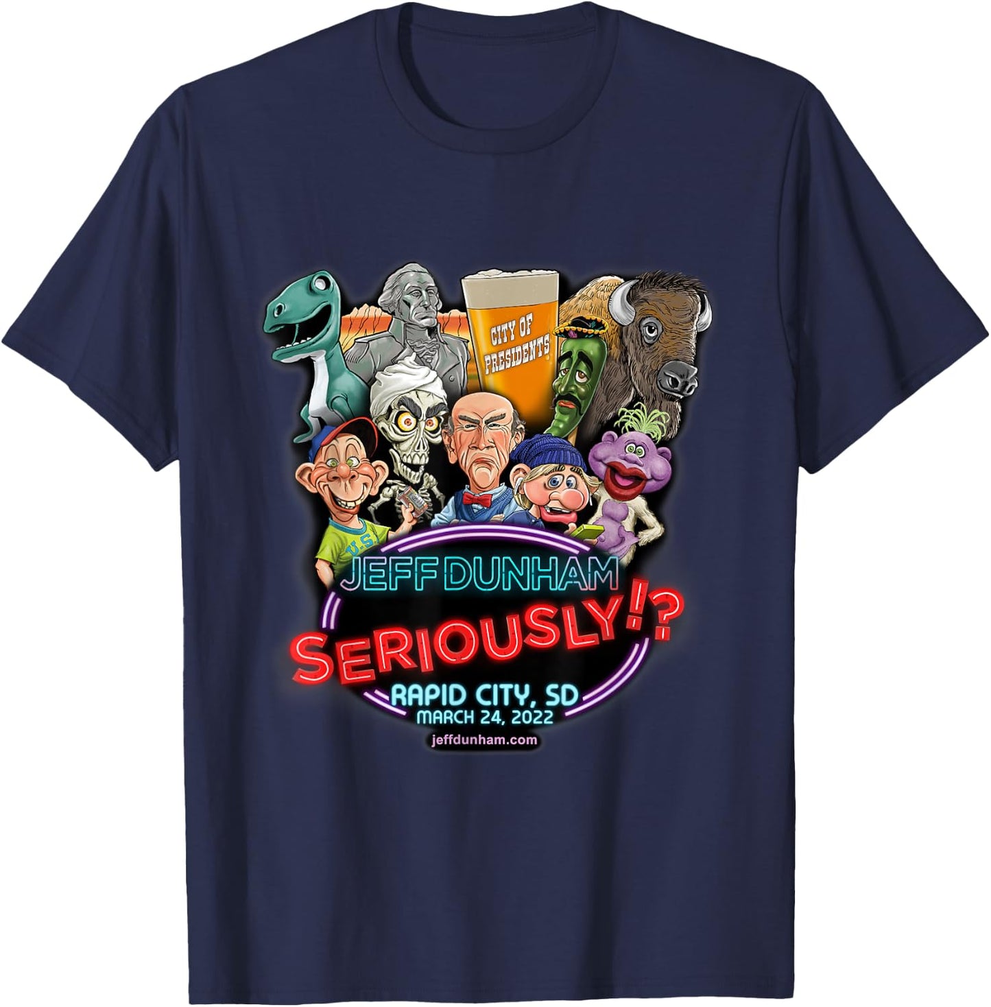 Jeff Dunham Rapid City, SD (2022) T-Shirt - T-Shirt | Navy