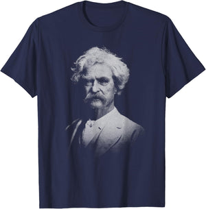 Mark Twain Old Gentleman Vintage Art T-Shirt - T-Shirt | Navy
