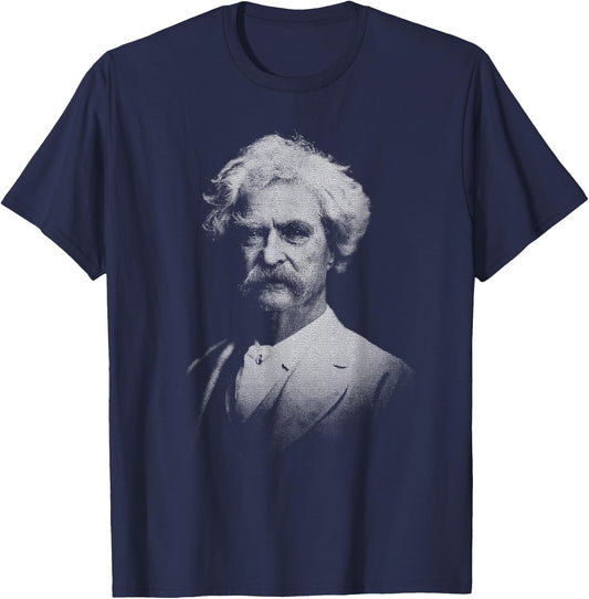 Mark Twain Old Gentleman Vintage Art T-Shirt - T-Shirt | Navy