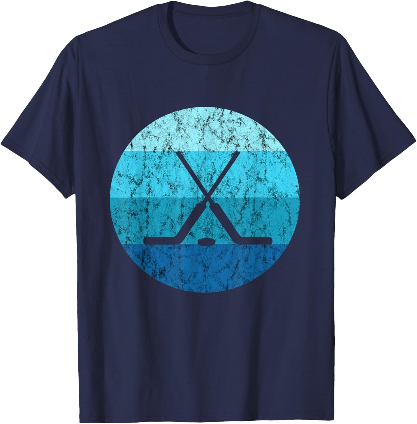 Ice Hockey Stick Hockey Sport Retro Vintage Ocean Water T-Shirt - T-Shirt | Navy