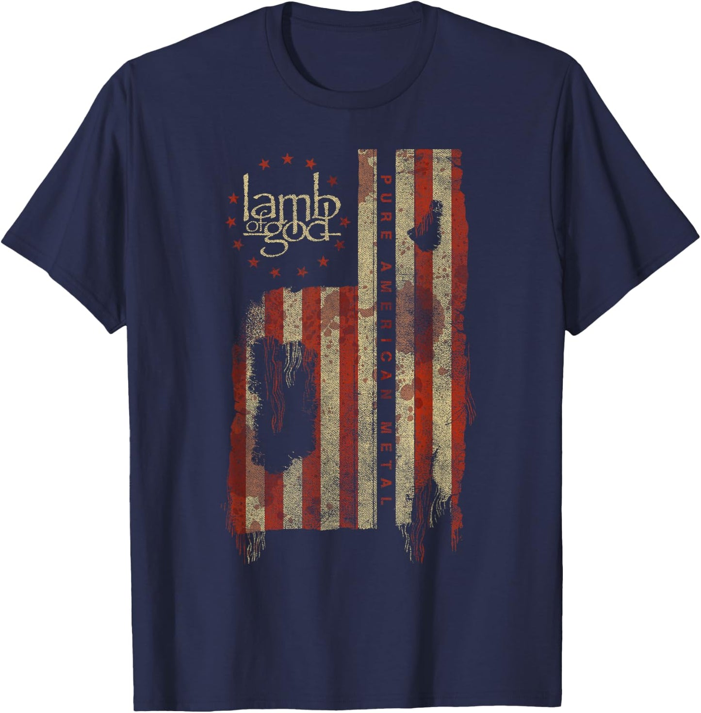 Lamb of God – Pure American Metal Flag Small T-Shirt - T-Shirt | Navy