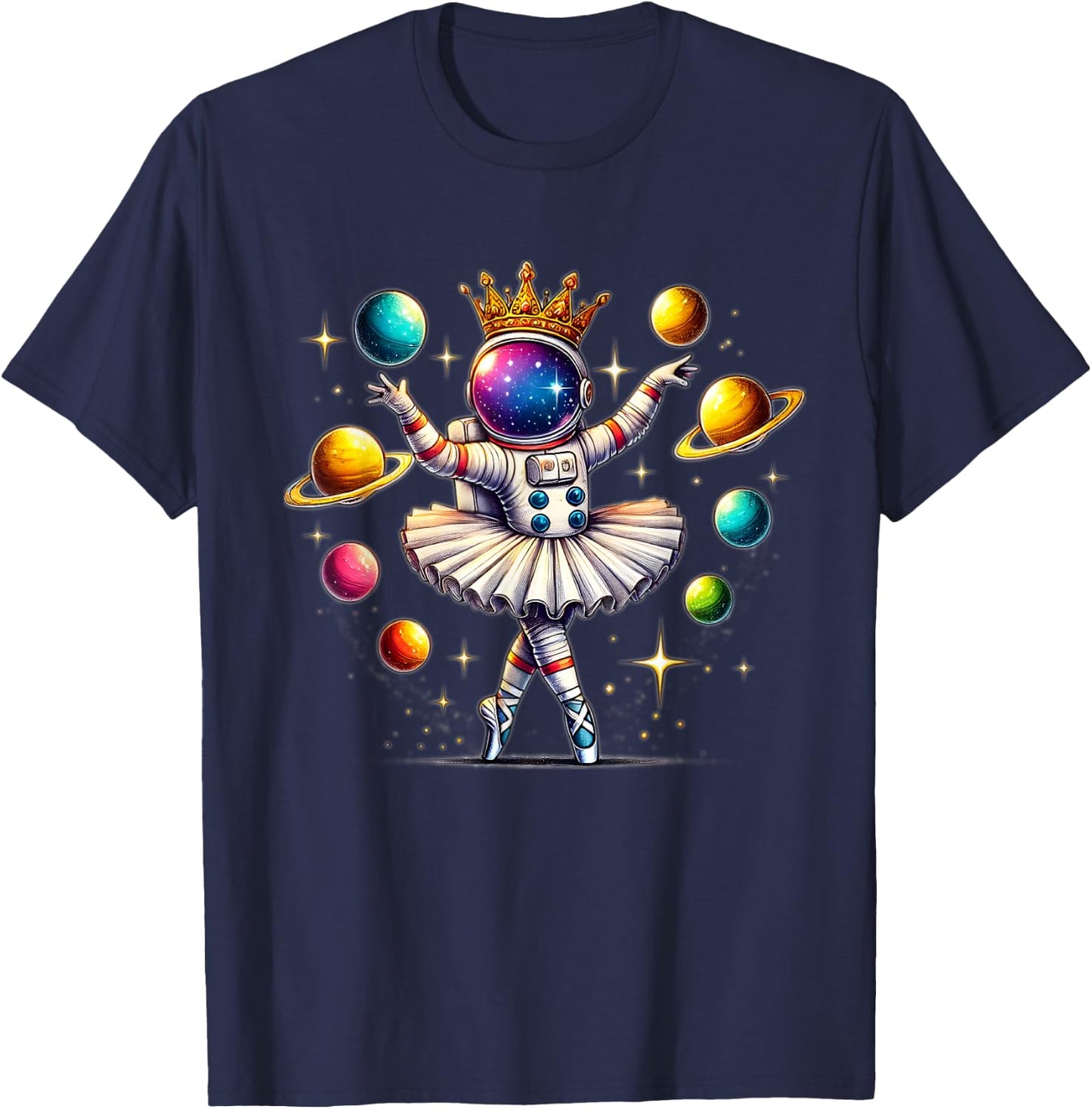 Ballerina Girl Space Astronaut T-Shirt - T-Shirt | Navy
