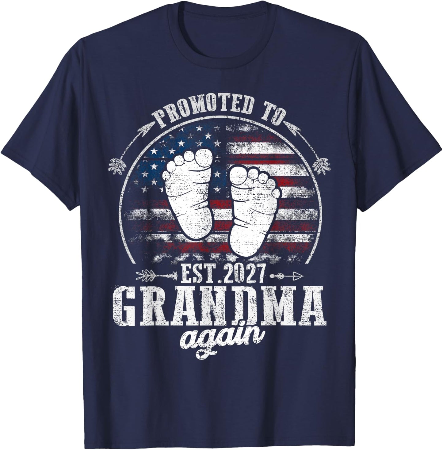 Promoted to Grandma Again 2027 T-Shirt - T-Shirt | Navy
