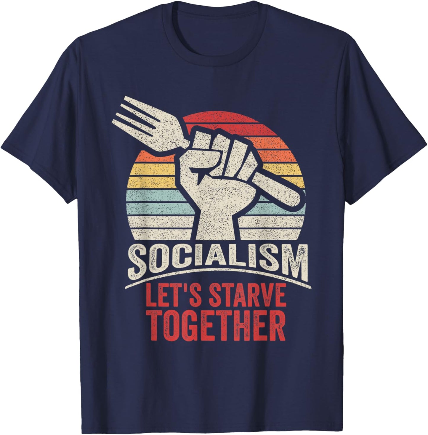 Retro Vintage Anti Communism Anti Socialism T-Shirt - T-Shirt | Navy