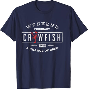 Crawfish Boil Shirt Weekend Forecast Cajun and Beer Party T-Shirt - T-Shirt | Navy