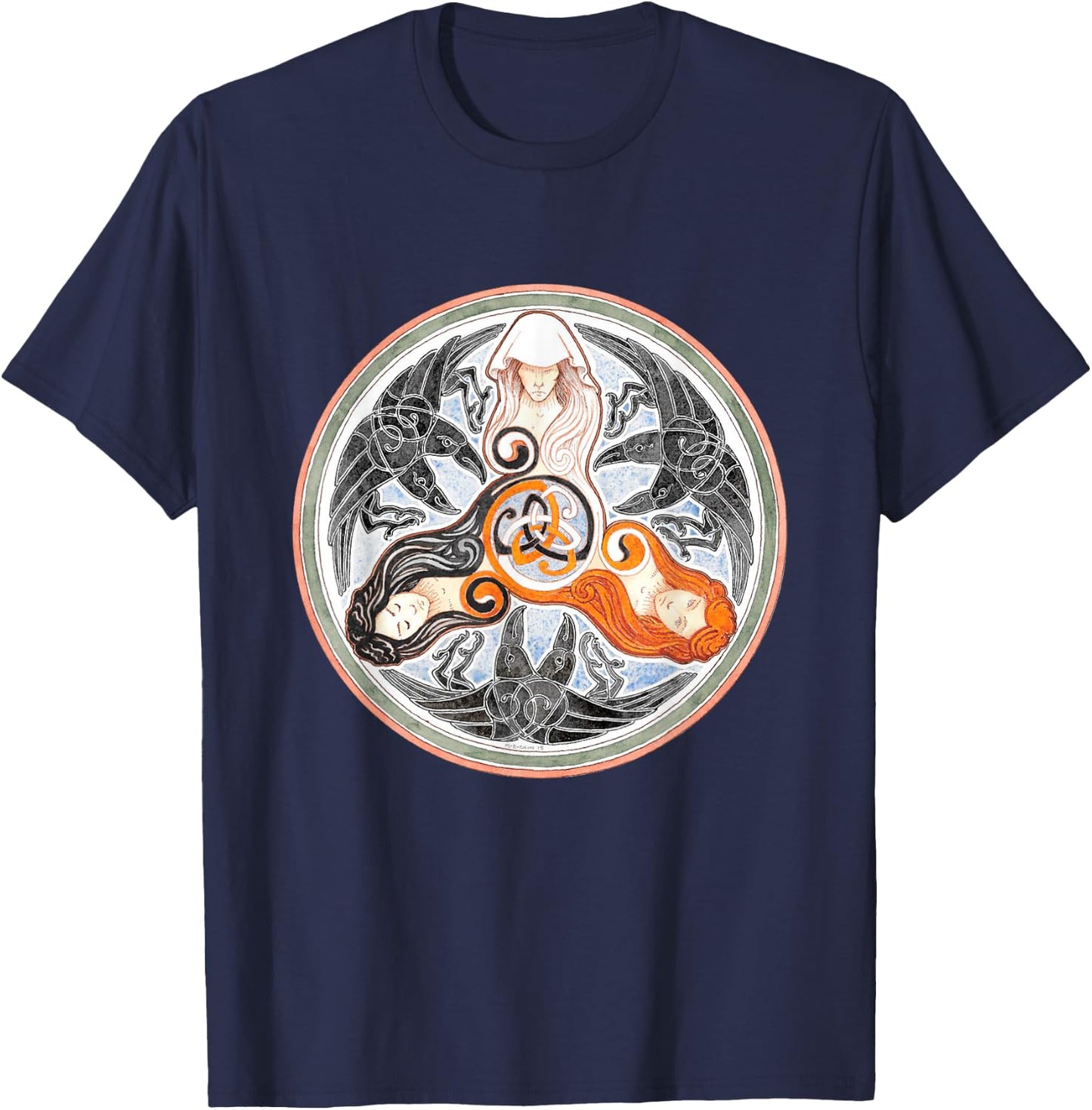 The Morrigan Triple Goddess Tarot Card Gothic Pagan Witch T-Shirt - T-Shirt | Navy