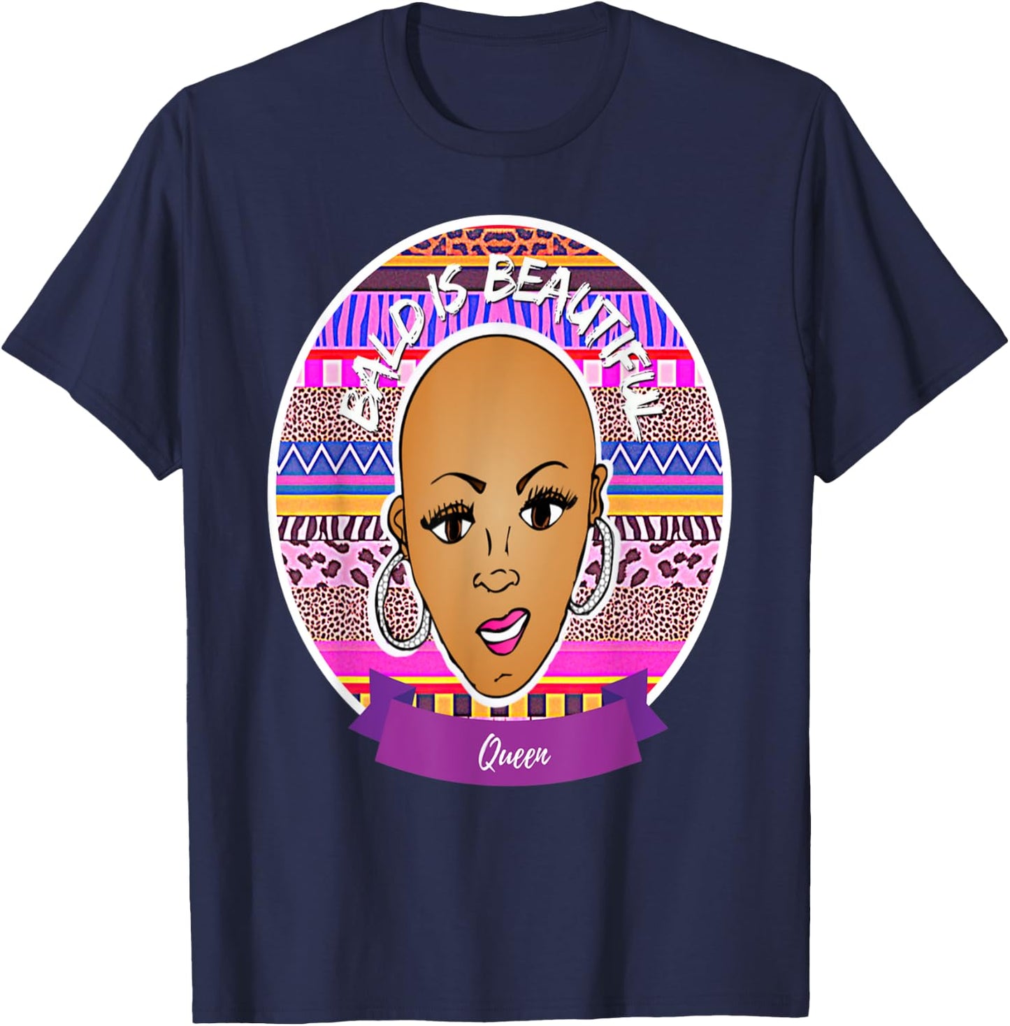 Bald is Beautiful Queen T-Shirt - T-Shirt | Navy